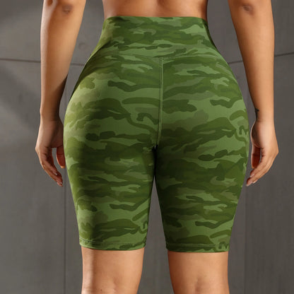 Solid Yoga Shorts with 3 Pockets High Waist Butt Lifting Elastic Cycling Shorts Activewear