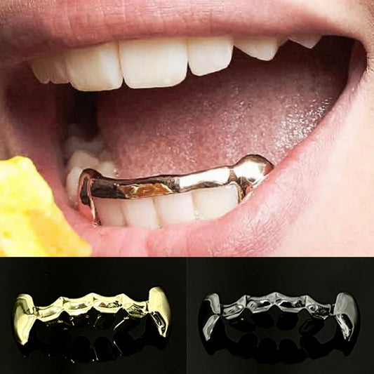 Glossy Tooth Caps Fangs Gold Silver Black Color Bottom Teeth Grillz Braces For Women Men Jewelry Dental Grills