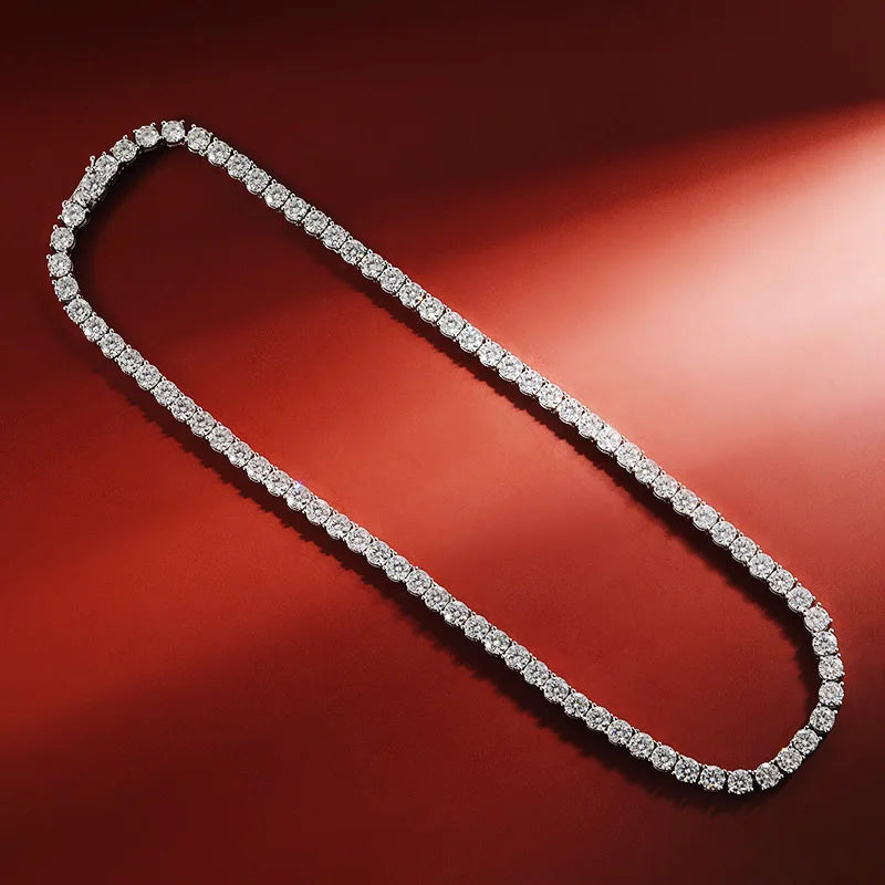 OEVAS 3MM/4MM/5MM/6.5MM Moissanite Tennis Necklace For Women Top Quality 100% 925 Sterling Silver Sparkling Party Fine Jewelry