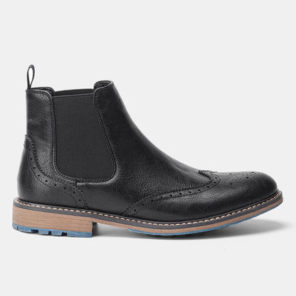 Brogue Chelsea Men Boots 2025 American style Comfortable Fashion Leather Boots