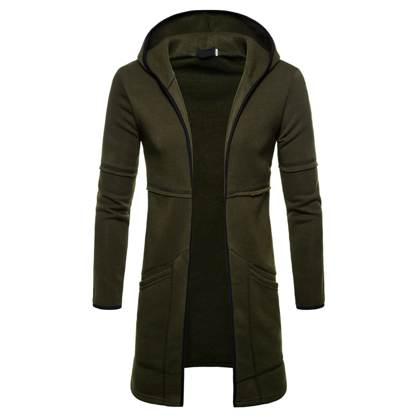 Men Women Overcoats Solid Color Loose Long Sleeve Hooded Long Cardigan