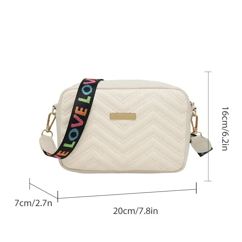 Embroidered Camera Bag PU Material Casual Small Square Bag Versatile Shoulder Strap
