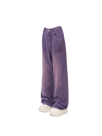 Women's Purple Baggy Jeans Harajuku Aesthetic Y2k Oversize Denim Trousers High Waist Cowboy Pants Vintage 2000s Trashy Clothes