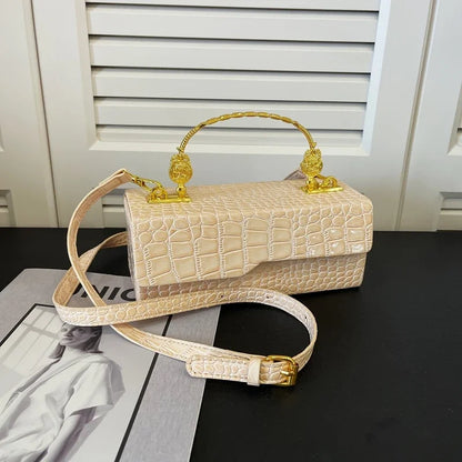 Black Crocodile Pattern Crossbody Bag Fashion Box Lipstick Pouch Designer Pu Leather