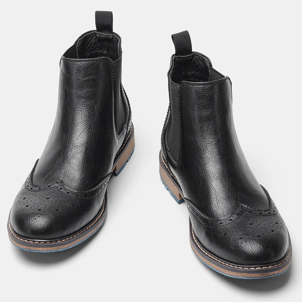 Brogue Chelsea Men Boots 2025 American style Comfortable Fashion Leather Boots