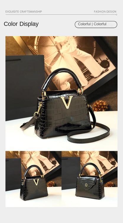 Crocodile Pattern Leather Handbag Luxury Fashion Small Shoulder Messenger Bag Portable Crossbody Shell Bags