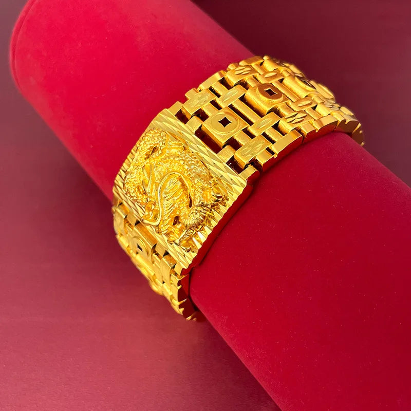 High-end boutique 9999 24K real gold men's boss bracelet domineering Xianglong watch bracelet