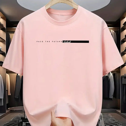Men's Casual T-shirt, Round Neck Short Sleeves Letter Print Unisex Short Sleeves