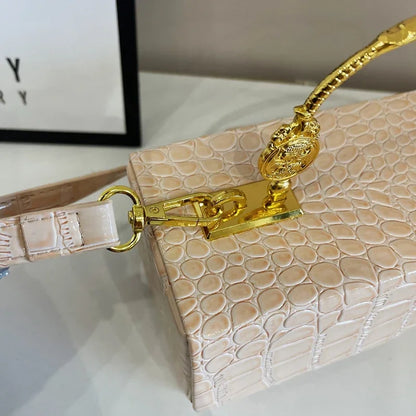 Black Crocodile Pattern Crossbody Bag Fashion Box Lipstick Pouch Designer Pu Leather