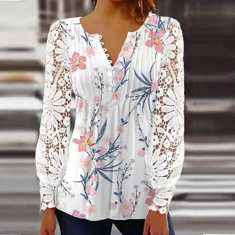 NEW Elegant Loose Shirt Long sleeve Printed Woman Shirt Weekend