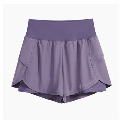 DRUR Yoga Short Woman Jogging Fitness Elastic Waist 2 In 1 Workout Shorts With Pockets