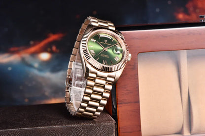 Rose Gold Luxury Automatic Watch For Men Mechanical Wristwatches Sapphire Mirror Clock Gift Man