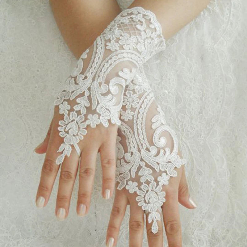 Fingerless Gloves Lace White Black High Quality Gloves