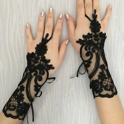 Fingerless Gloves Lace White Black High Quality Gloves