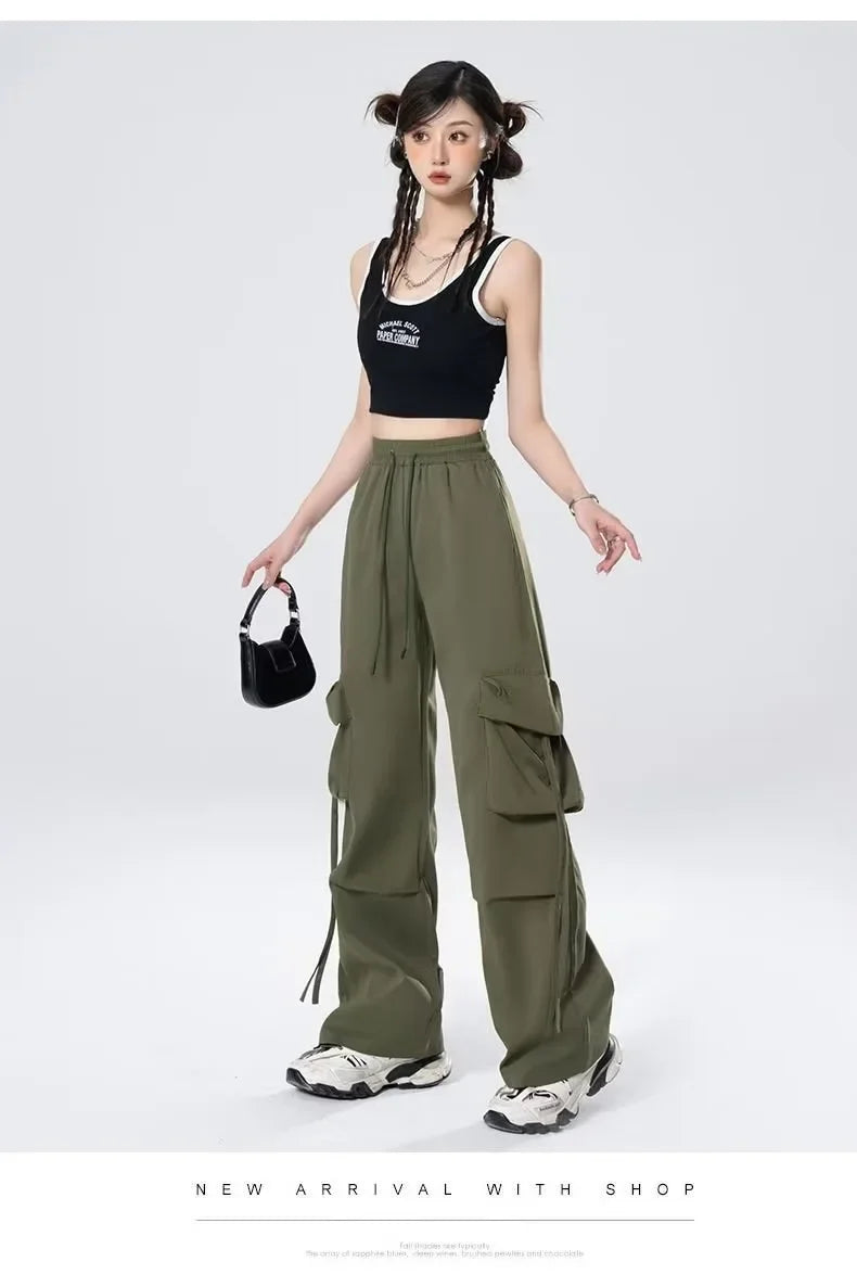 High-Waisted Cargo Pants Sweatpants Umbrella Design For Women
