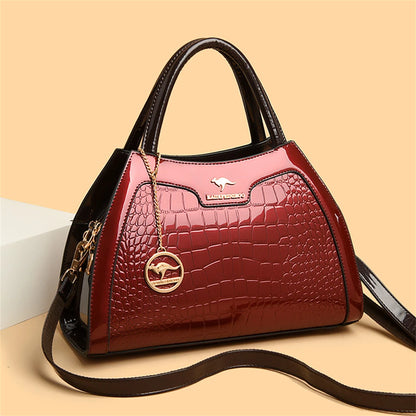 Luxury Patent Leather Handbags for Women Designer Crocodile Pattern Women's Shoulder Crossbody