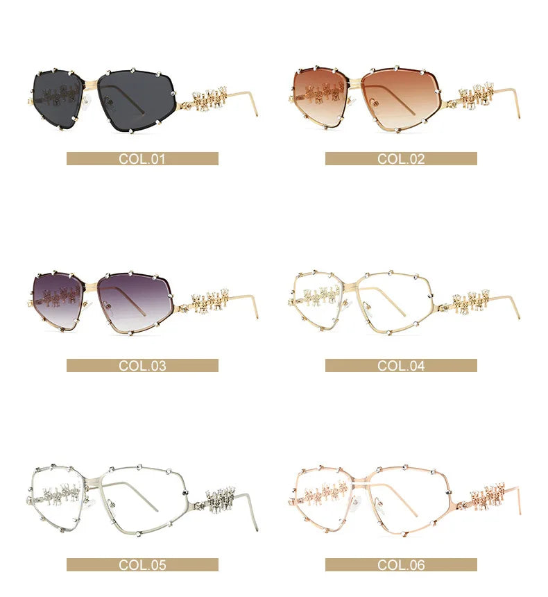 Designer Dimaond Street Sunglasses Women Crystal Irregular