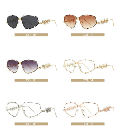 Designer Dimaond Street Sunglasses Women Crystal Irregular