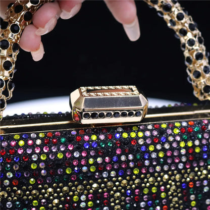 Exquisite Evening Bag With Diamond Design Fashion Handle Clutch Rhinestone Embellished Long Chain Bag