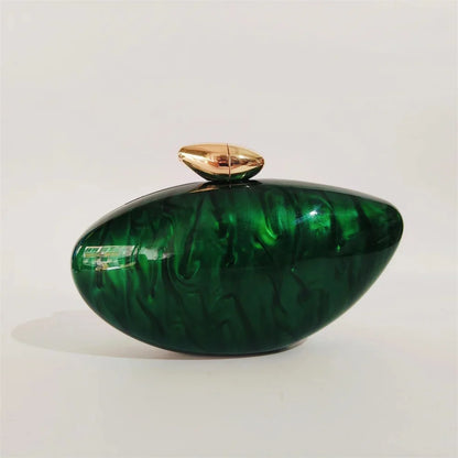 Shell Brand Pearl Brown Marble Acrylic Box Clutches Evening Bag Bridal Handbag