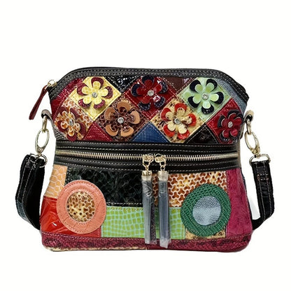Casual Multi Color Messenger Bag Snake Pattern Women's Colorful Flowers