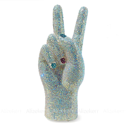Victory Hand Shaped Diamond Evening Luxury Designer Unique Stylish Rhinestone Purse