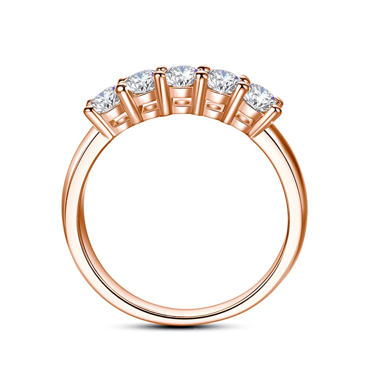 With Certficate 18K Solid Rose Gold Ring For Women 5 Stone AU 750 Luxury Wedding Band Jewelry With Stamp Trendy Engagement Gift