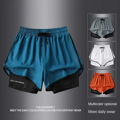 Sports Three Piece Pants Anti glare Double layered Sports Shorts for Men and Women