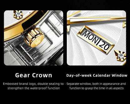 Automatic Mechanical Men Watch Threaded Dial Waterproof Stainless Steel Strap Classic Men's Watches Luxury