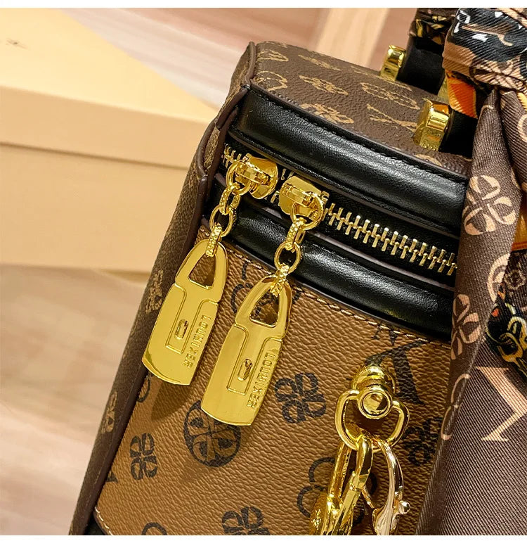 Light luxury brand women's handbag high-end sense contrasting color shoulder bag bucket bag