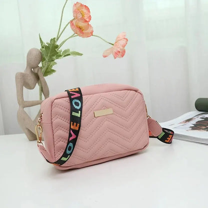 Embroidered Camera Bag PU Material Casual Small Square Bag Versatile Shoulder Strap