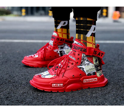 Men Shoes High Quality Sneakers Platform Breathable Lightweight Red Basket