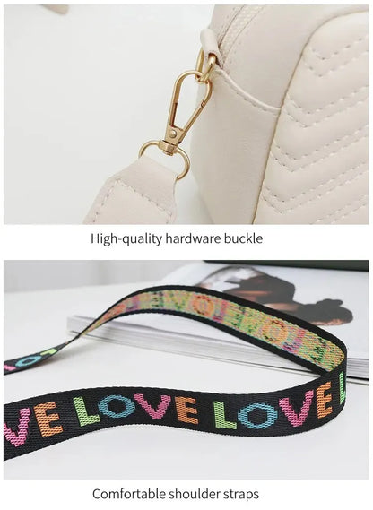 Embroidered Camera Bag PU Material Casual Small Square Bag Versatile Shoulder Strap
