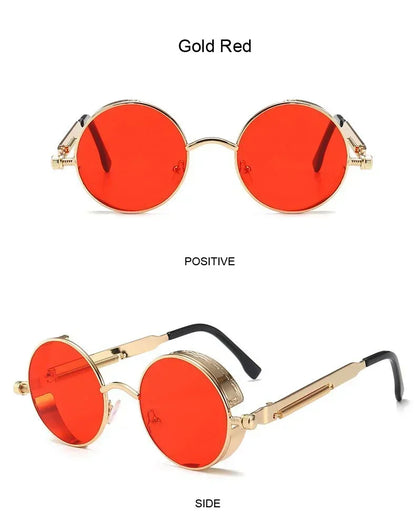 Classic Gothic Steampunk Sunglasses Luxury Brand Designer High Quality Men and Women Retro Round Metal Frame Sunglasses UV400
