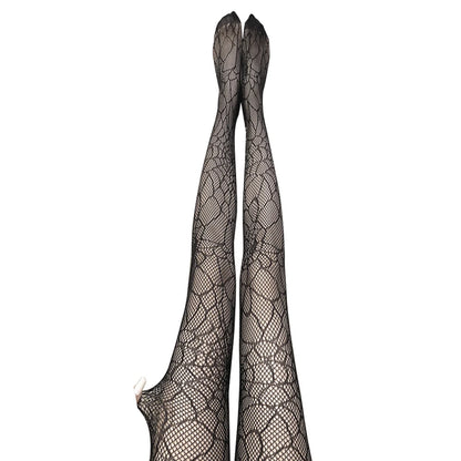 Goth Fishnet Pantyhose Spider Web Patterned Hollow Out Mesh Tights