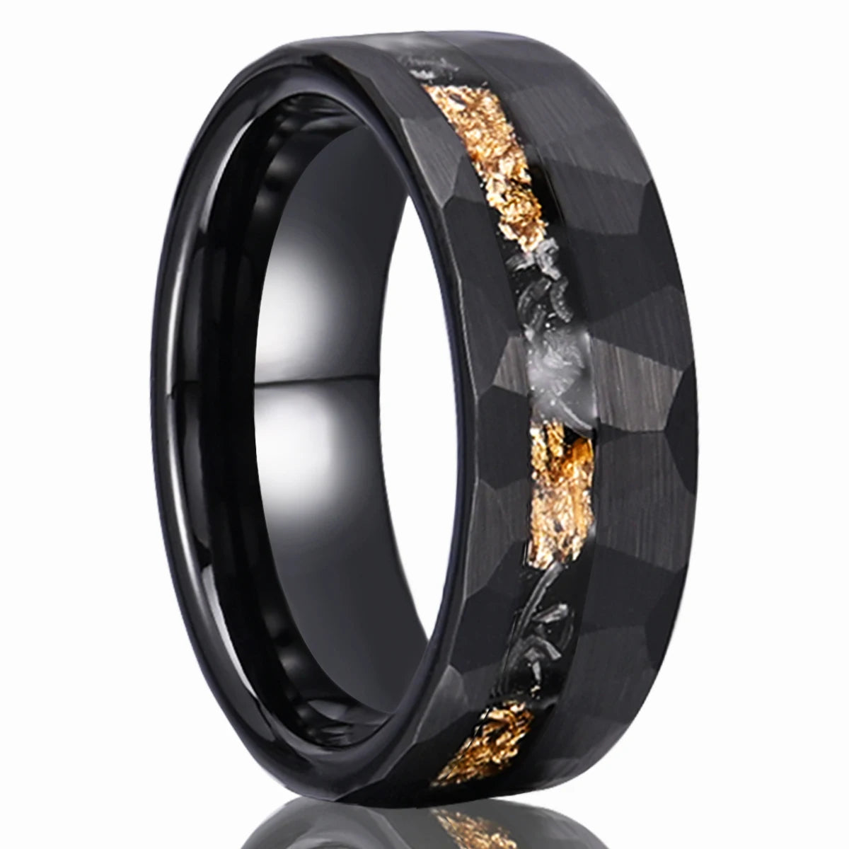 Mens 8MM Blcak Meteorite tungsten carbide ring fashion jewelry Men's wedding bands engagement Promise rings Comfort Fit Gifts