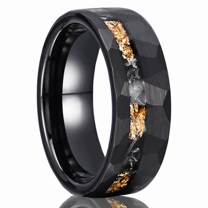 Mens 8MM Blcak Meteorite tungsten carbide ring fashion jewelry Men's wedding bands engagement Promise rings Comfort Fit Gifts