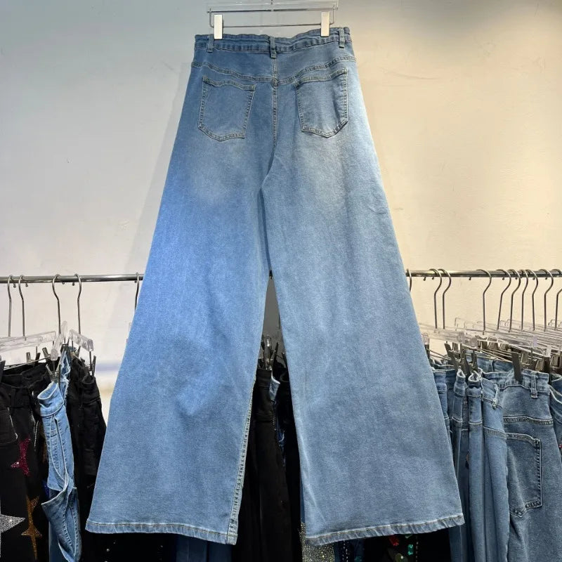 Painted Trousers Heavy Industry Love Beads Retro Nostalgic Fashion Skinny Denim Pants Blue / XXL Blue / XL Black / M Blue / XXL-Blue / XL-Black / M-Blue / XXXL-Black / XL-Black / L-Black / XXXL-Black / XXL-Blue / L-Blue / M-