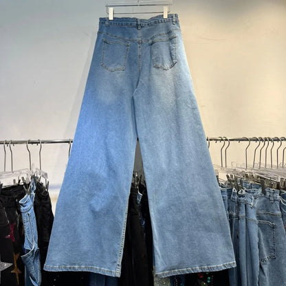 Painted Trousers Heavy Industry Love Beads Retro Nostalgic Fashion Skinny Denim Pants Blue / XXL Blue / XL Black / M Blue / XXL-Blue / XL-Black / M-Blue / XXXL-Black / XL-Black / L-Black / XXXL-Black / XXL-Blue / L-Blue / M-