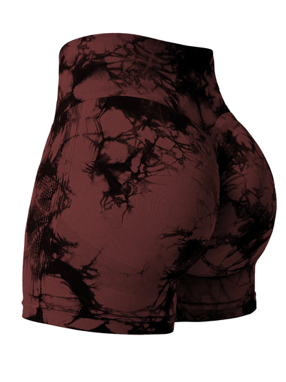 Tie Dye Shorts Woman Fitness Seamless Butt Lifting Shorts One Pieces Activewear Running Outdoors