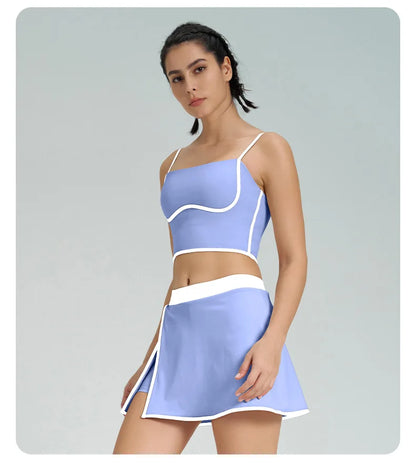 1/2PCS Yoga Set for Women Tennis Outfits Sports Bra Badminton Skirts Workout Sportswear Running Gym Wear Athletic Suits