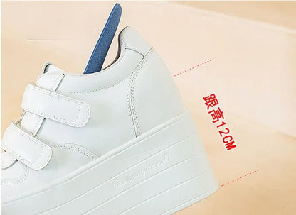 High quality 12cm Synthetic Genuine Leather Boot Ankle Platform Wedge High Brand Chunky Sneaker Shoes
