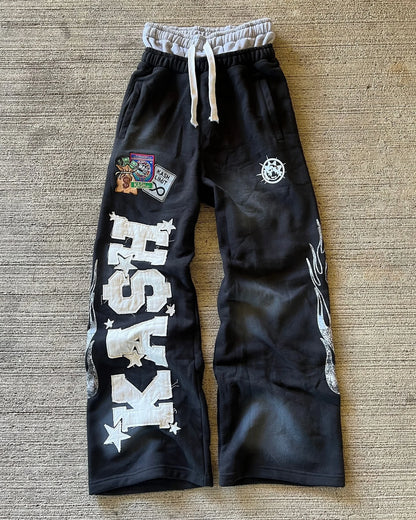 American Cartoon Graffiti Sweatpants Y2K Pants Mens Gothic Hip Hop Cartoon Baggy Elastic Waist Casual Trousers