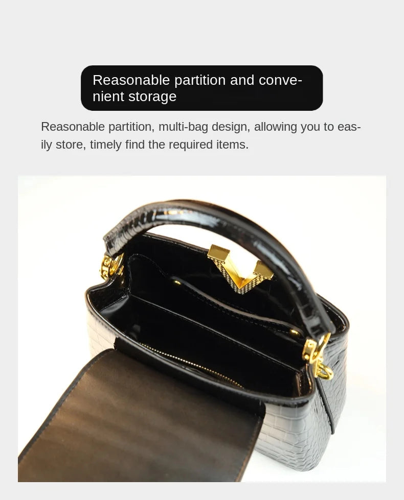 Crocodile Pattern Leather Handbag Luxury Fashion Small Shoulder Messenger Bag Portable Crossbody Shell Bags