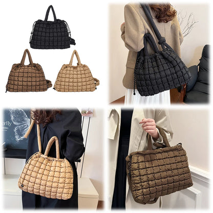 Shoulder Bag Magnetic Closure Puffer Tote Bag for Women Quilted Handbag Top Handle Bag for Work Travel Shopping