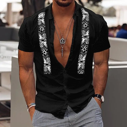 Solid Color Casual Shirt - Fashionable Street Style - Business Linen Material - Men's Short Sleeve Shirt