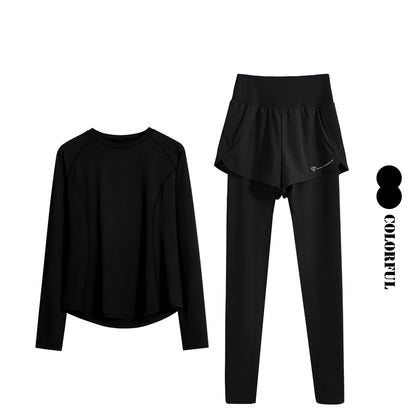 2PCS Sports Set Women Seamless Yoga Suit Fitness Shirt High Waist Leggings Set Outfit Yogawear