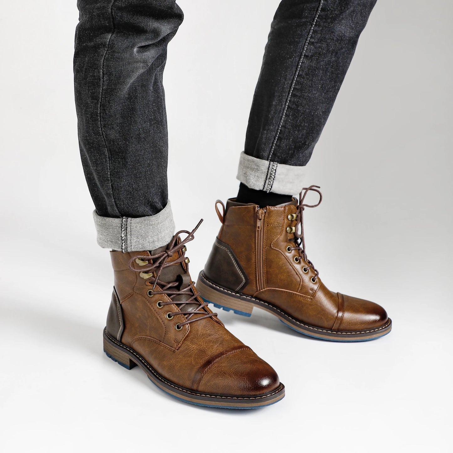 Brogue Chelsea Men Boots 2025 American style Comfortable Fashion Leather Boots