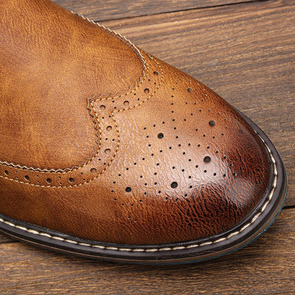 Brogue Chelsea Men Boots 2025 American style Comfortable Fashion Leather Boots