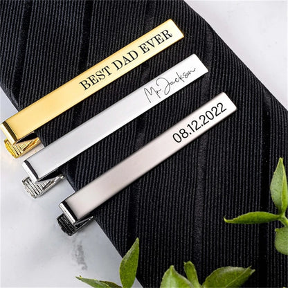 New Stainless Steel Tie Clip Bar Custom Name Tie Clips Christmas Jewelry DIY Engraved LOGO